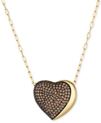 Le Vian - GODIVA x &reg; Chocolate Diamond Pav&eacute; Heart Pendant Necklace (2-3/8 ct. t.w.) in 14k Gold, 17" + 2" extender