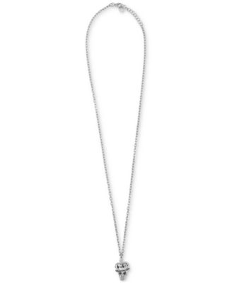 Philipp Plein - Stainless Steel 3D Crowned $kull Cable Chain 29-1/2" Pendant Necklace
