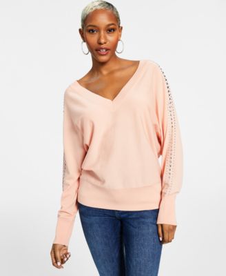 I.N.C. International Concepts - Women's Studded Dolman-Sleeve Sweater