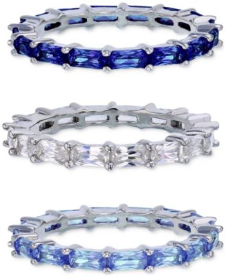 Macy's Brand - 3-Pc. Set Cubic Zirconia & Lab-Created Spinel Stacking Rings (12 ct. t.w.) in Sterling Silver