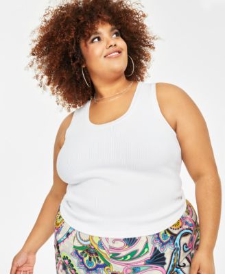Nina Parker - Trendy Plus Size Ribbed Sweater Tank Top