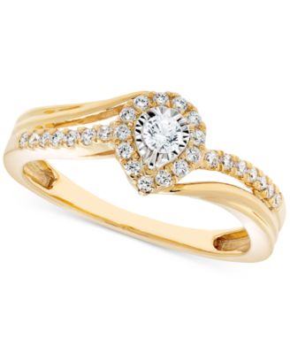 Macy's - Diamond Halo Swirl Engagement Ring (1/4 ct. t.w.) in 14k Gold