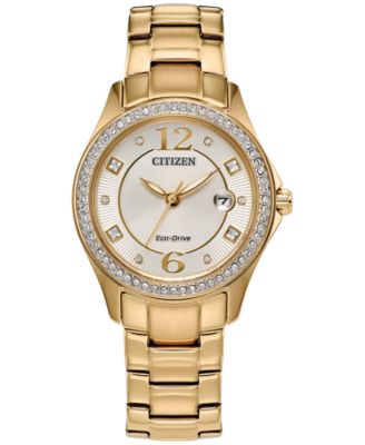 Citizen - Women's Crystal Gold-Tone Stainless Steel Bracelet Watch 30mm