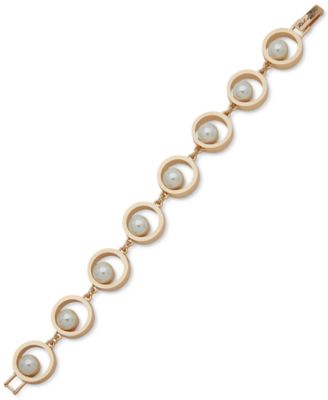 Karl Lagerfeld Paris - Gold-Tone Imitation Pearl Circle Link Bracelet