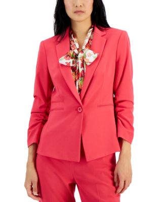 Tahari ASL - Women's Ruched-Sleeve One-Button Blazer