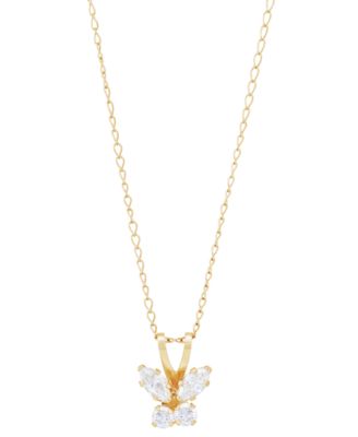 Macy's Brand - Cubic Zirconia Butterfly 15" Pendant Necklace in 14k Gold