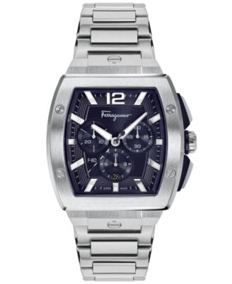 Salvatore Ferragamo - Men's Swiss Chronograph F-80 Tonneau Stainless Steel Bracelet Watch 42mm