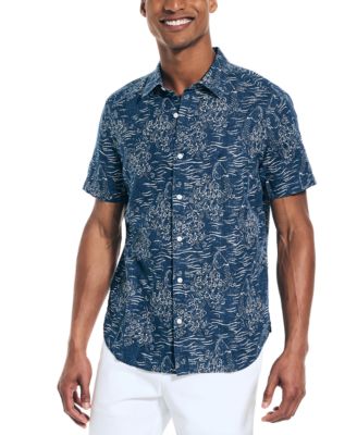 Nautica - Men's Japanese-Inspired Fish Print Short-Sleeve Button-Up Shirt