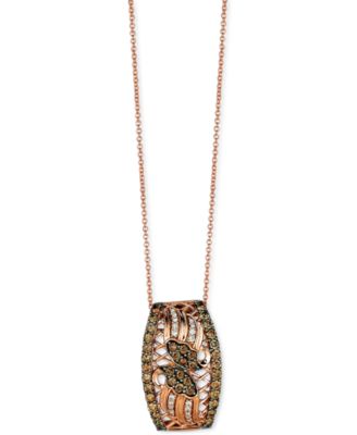 Le Vian - Chocolate Diamond (7/8 ct. t.w.) & Vanilla Diamond (1/10 ct. t.w.) Lattice Cluster 18" Pendant Necklace in 14k Rose Gold