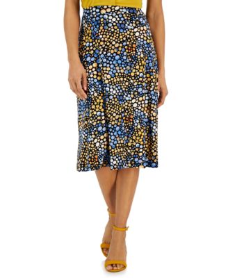 Kasper - Women's Pull-On Dot-Print Midi Skirt