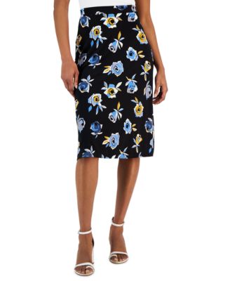 Kasper - Women's Pull-On Floral Midi Skirt