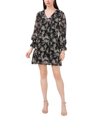 MSK - Floral-Print Chiffon Shift Dress