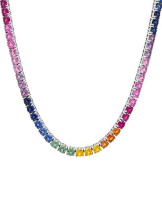 Macy's Brand - Lab-Created Multi-Sapphire 20" Statement Necklace (48-1/3 ct. t.w.) in Sterling Silver