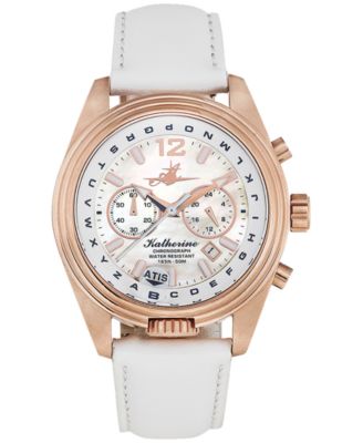 Abingdon Co. - Women's Chronograph White Leather Strap Watch 40mm