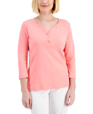 Karen Scott - 3/4-Sleeve Henley Shirt