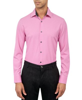 ConStruct - Men's Slim-Fit Check Pattern Performance Dress Shirt