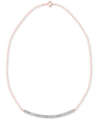 Macy's Brand - Diamond Curved Bar 18" Statement Necklace (1/10 ct. t.w.) in Sterling Silver.