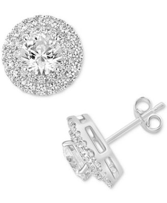 Macy's - Diamond Double Halo Stud Earrings (2-1/4 ct. t.w.) in 14k White Gold