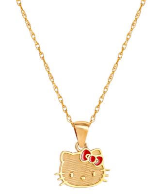 Macy's Brand - Enamel Bow Hello Kitty 18" Pendant Necklace in 10k Gold