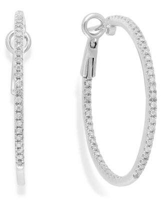 Macy's Brand - Diamond Hoop Earrings in 14k White Gold (1/2 ct. t.w.)