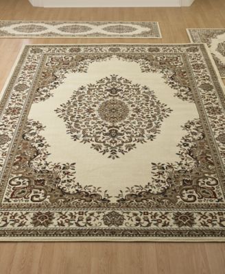 KM Home - Kenneth Mink Roma Kerman Ivory 3-Pc. Rug Set