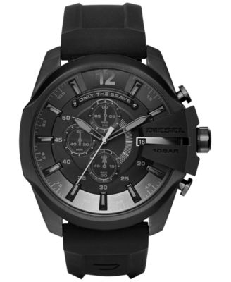 Diesel - Men's Chronograph Mega Chief Black Silicone Strap Watch 51x59mm DZ4378