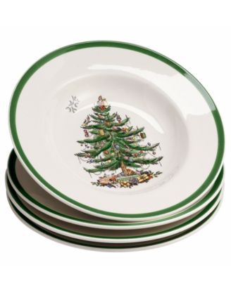 Spode - "Christmas Tree" Rim Soup Bowls, Set of 4