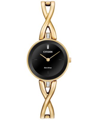 Citizen - Women's Eco-Drive Gold-Tone Stainless Steel Bangle Bracelet Watch 23mm EX1422-54E