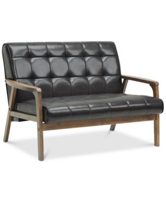 Furniture - Baxton Studio Caden Mid-Century Faux Leather Loveseat, Direct Ship