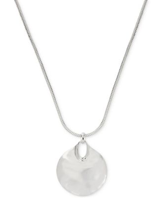 Robert Lee Morris Soho - Silver-Tone Hammered Disc Pendant Necklace