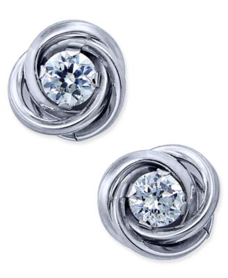 Macy's Brand - Cubic Zirconia Love Knot Stud Earrings in 10k White Gold