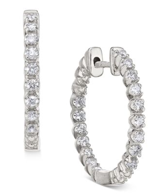 Macy's Brand - Diamond In-and-Out Hoop Earrings (1/2 ct. t.w.) in 14k White Gold