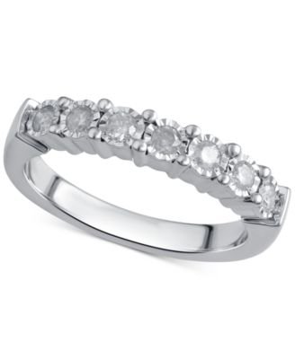 Macy's Brand - Diamond Band (1/4 ct. t.w.) in Sterling Silver or 14k Gold over Sterling Silver