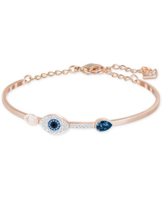 Swarovski - Rose Gold-Tone Clear and Blue Crystal Adjustable Bangle Bracelet