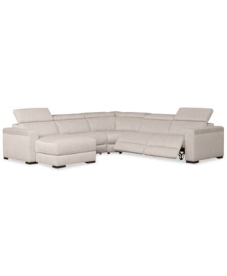 Furniture - Nevio 5-Pc. Fabric Sectional Sofa with Chaise, 2 Power Recliners and Articulating Headrests, Created for Macy's