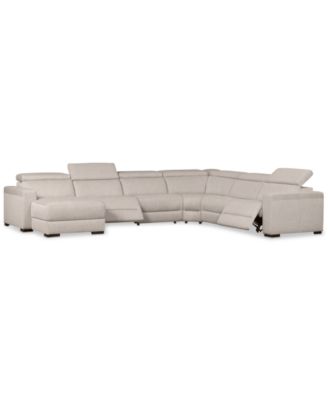 Furniture - Nevio 6-Pc. Fabric Sectional Sofa with Chaise, 2 Power Recliners and Articulating Headrests, Created for Macy's
