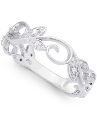 Macy's Brand - Diamond Vine & Leaf Ring (1/10 ct. t.w.) in Sterling Silver