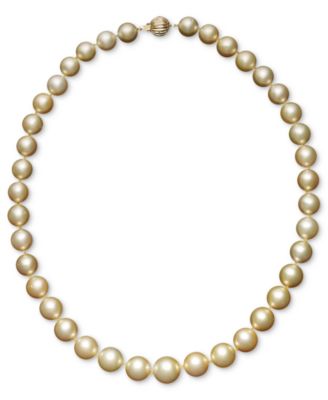 Macy's Brand - Pearl Necklace, 18" 14k Gold Cultured Golden South Sea Pearl Graduated Strand (10-12-1/2mm)
