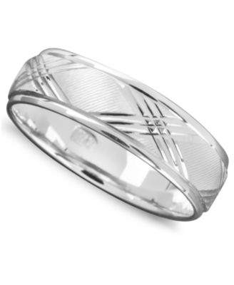 Macy's Brand - Men's  X Engraved Band in 14k White Gold