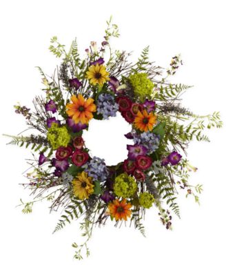 Nearly Natural - 24" Spring Garden Wreath with Twig Base