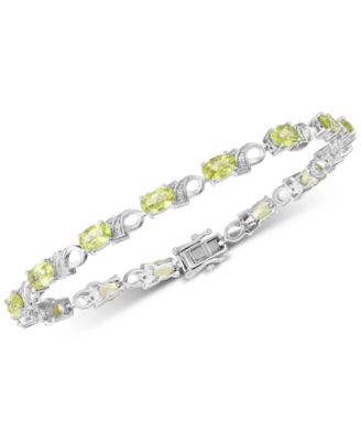 Macy's Brand - Peridot (6 ct. t.w.) & Diamond Accent Link Bracelet in Sterling Silver