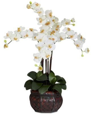 Nearly Natural - Phalaenopsis Orchid Artificial Flower Arrangement in Decorative Vase