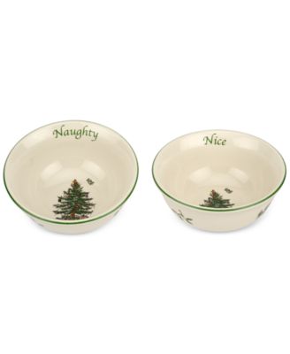Spode - Christmas Tree Naughty and Nice Dip Bowl Set
