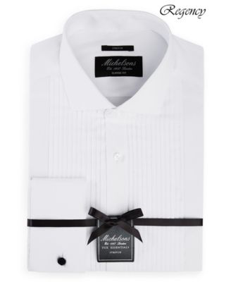 Michelsons - Men's Classic/Regular Fit Stretch Solid French Cuff Tuxedo Shirt