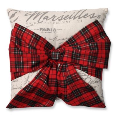 Pillow Perfect - Holiday Plaid Bowknot 16.5-inch Throw Pillow