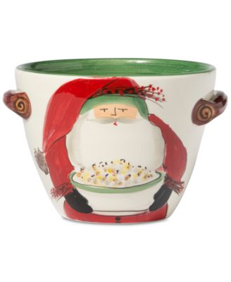 VIETRI - Old St. Nick Handled Deep Serving Bowl with Popcorn