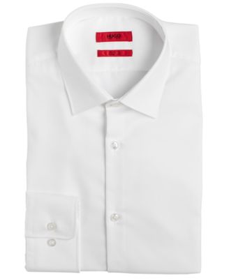 HUGO - Men's Slim-Fit White Solid Dress Shirt