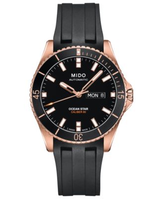 Mido - Men's Swiss Automatic Ocean Star Captain V Black Rubber Strap Watch 42.5mm