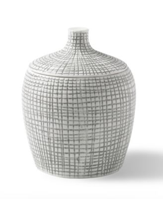 Cassadecor - Raffia Embossed Porcelain Cotton Jar