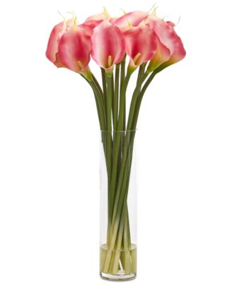 Nearly Natural - 28" Calla Lilly Artificial Arrangement in Glass Cylinder Vase
